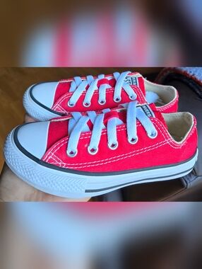 Sz 11 Toddler Kids CONVERSE CTAS RED CASUAL LOW TOP SHOES